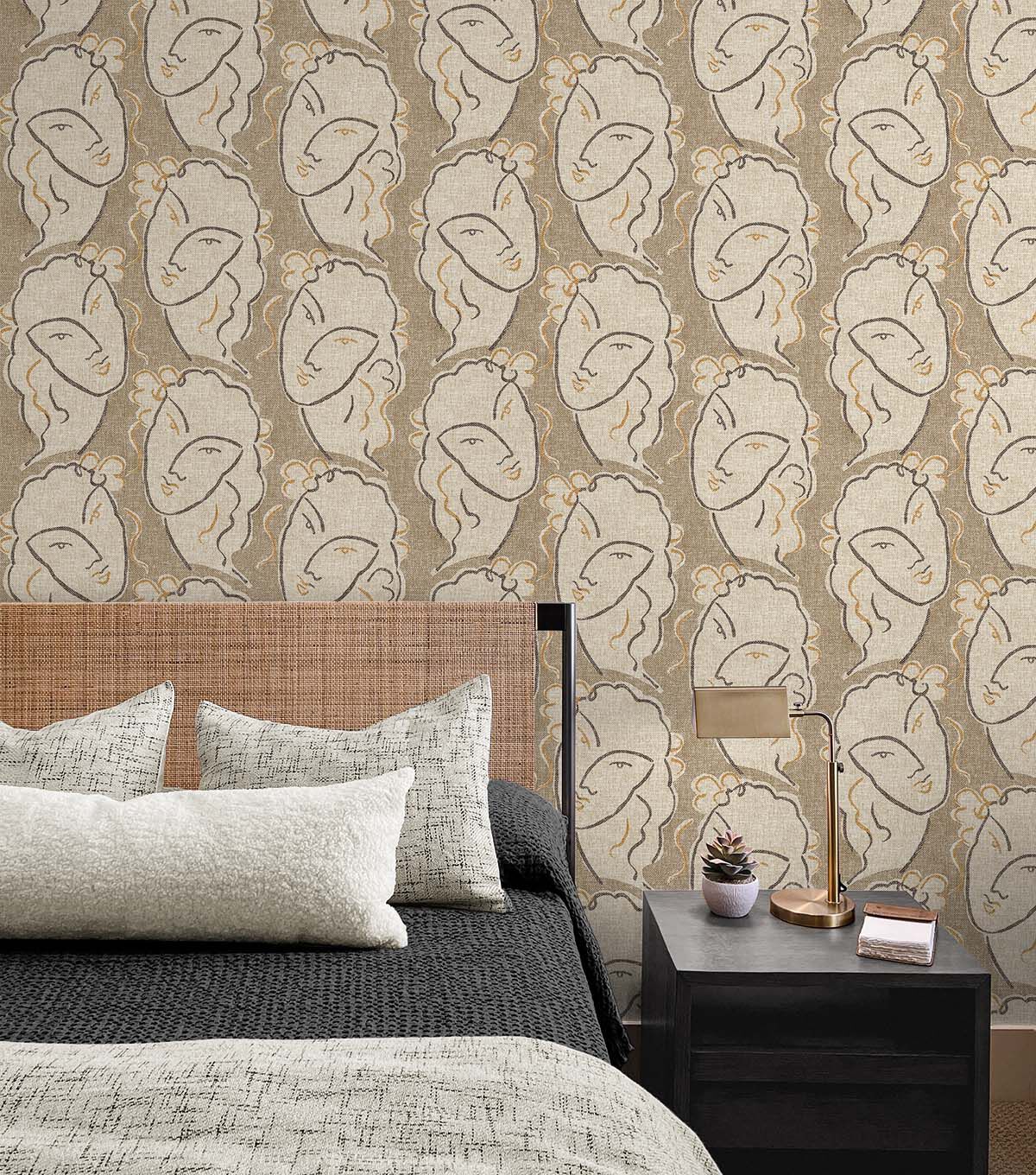 Surface Style 20.5' x 18' Linen Beau Visage Peel & Stick Wallpaper