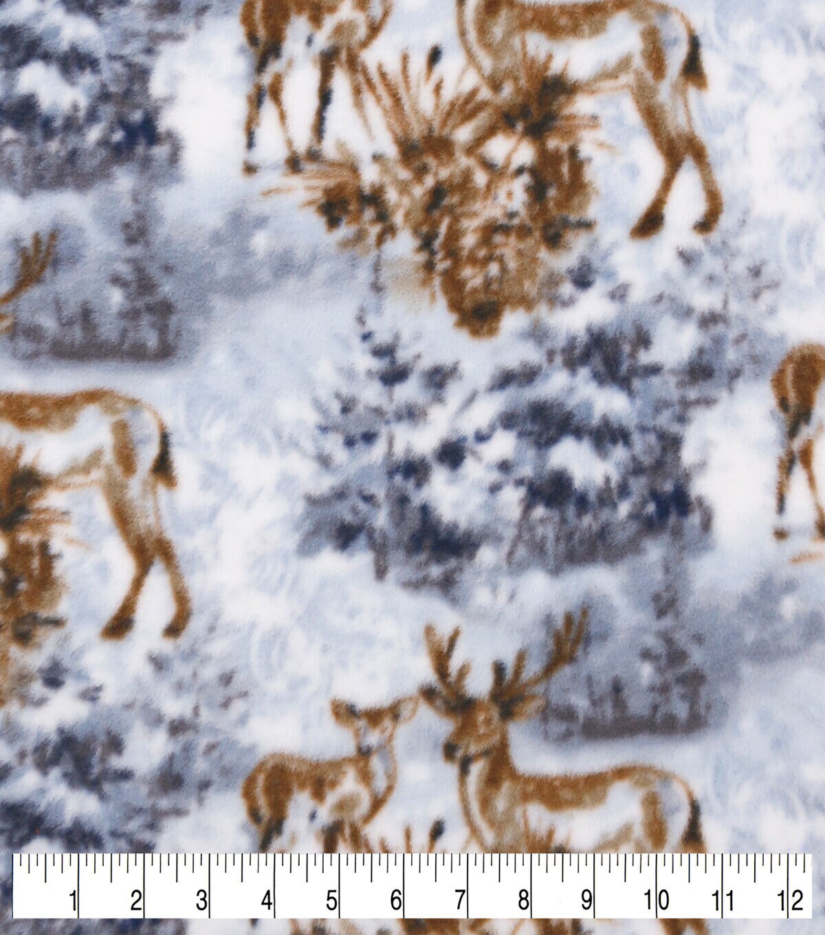 Baby Deer on Snow Anti Pill Fleece Fabric