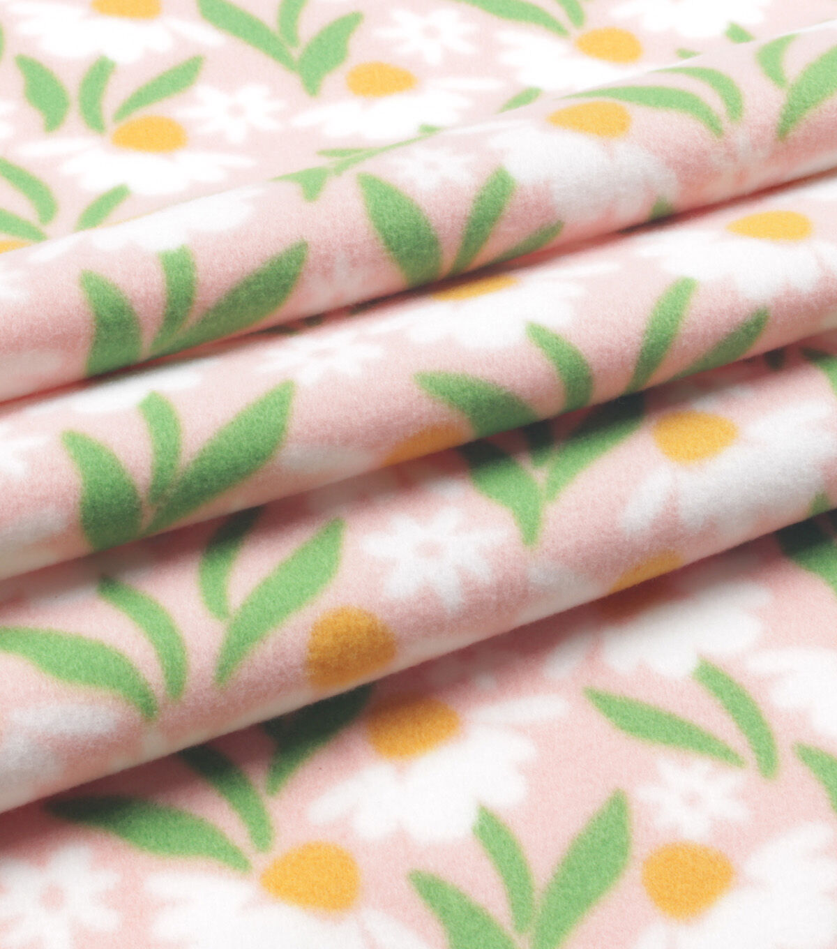 White Floral on Pink Blizzard Fleece Fabric