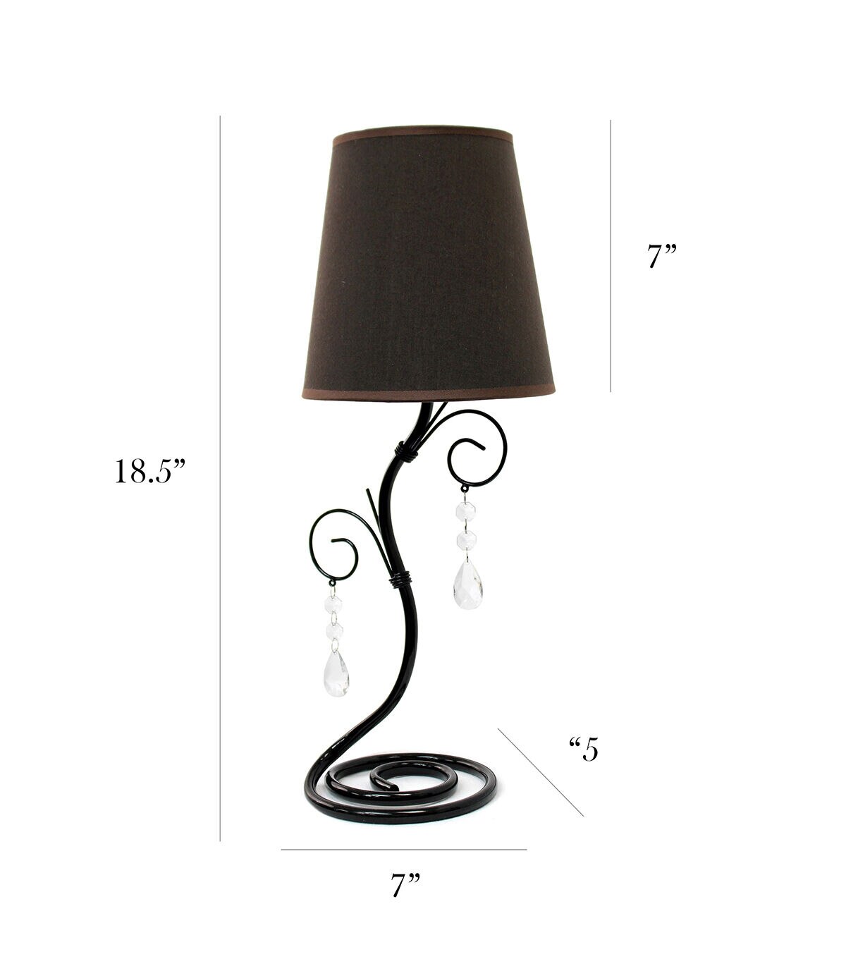 All The Rages Vine Table Lamp with Fabric Shade and Hanging Crystals