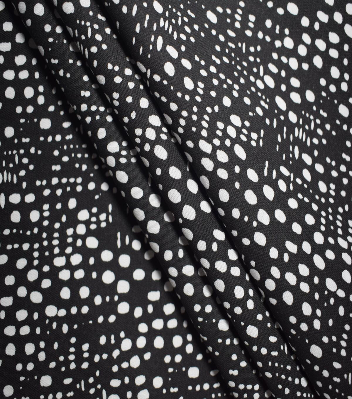 White Funky Dots on Black Quilt Cotton Fabric by Quilter's Showcase
