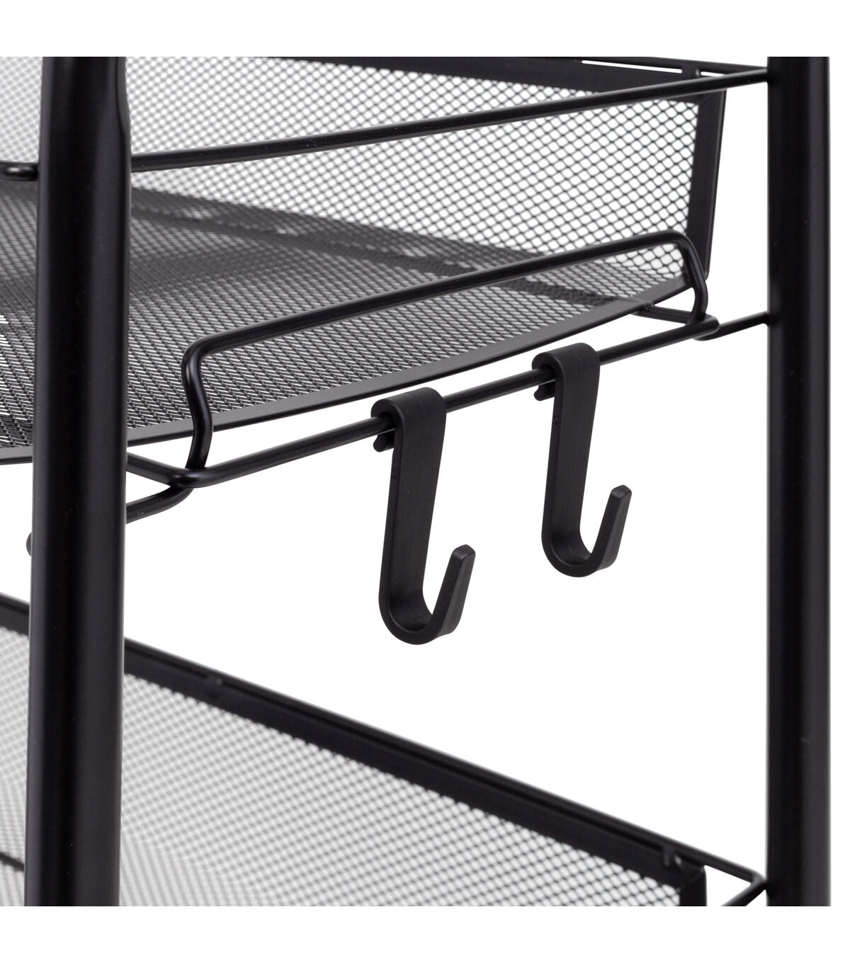 Honey Can Do 17.5 x 33 Black 4 Tier Metal Storage Cart With 5 Hooks