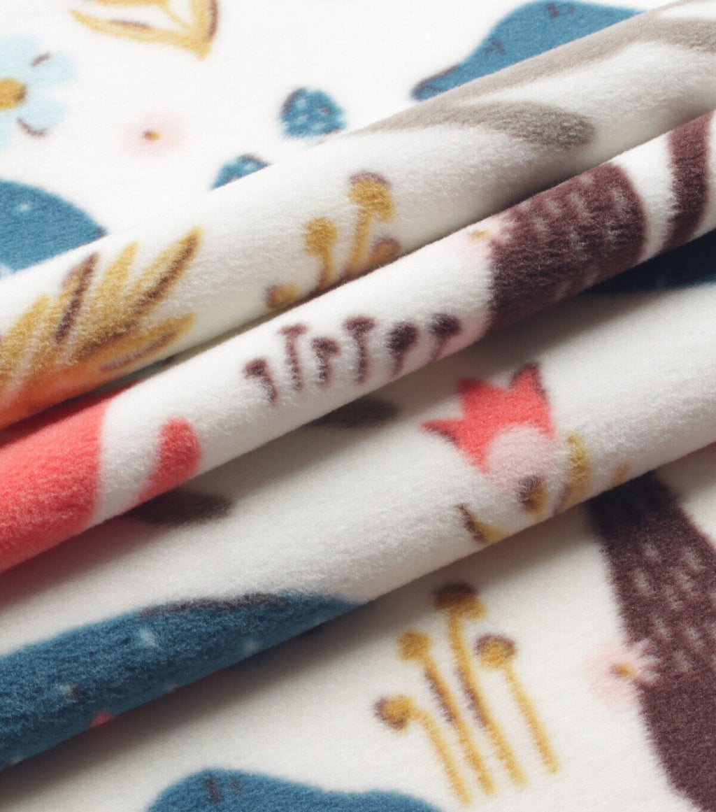 Mushroom Cats Anti Pill Fleece Fabric