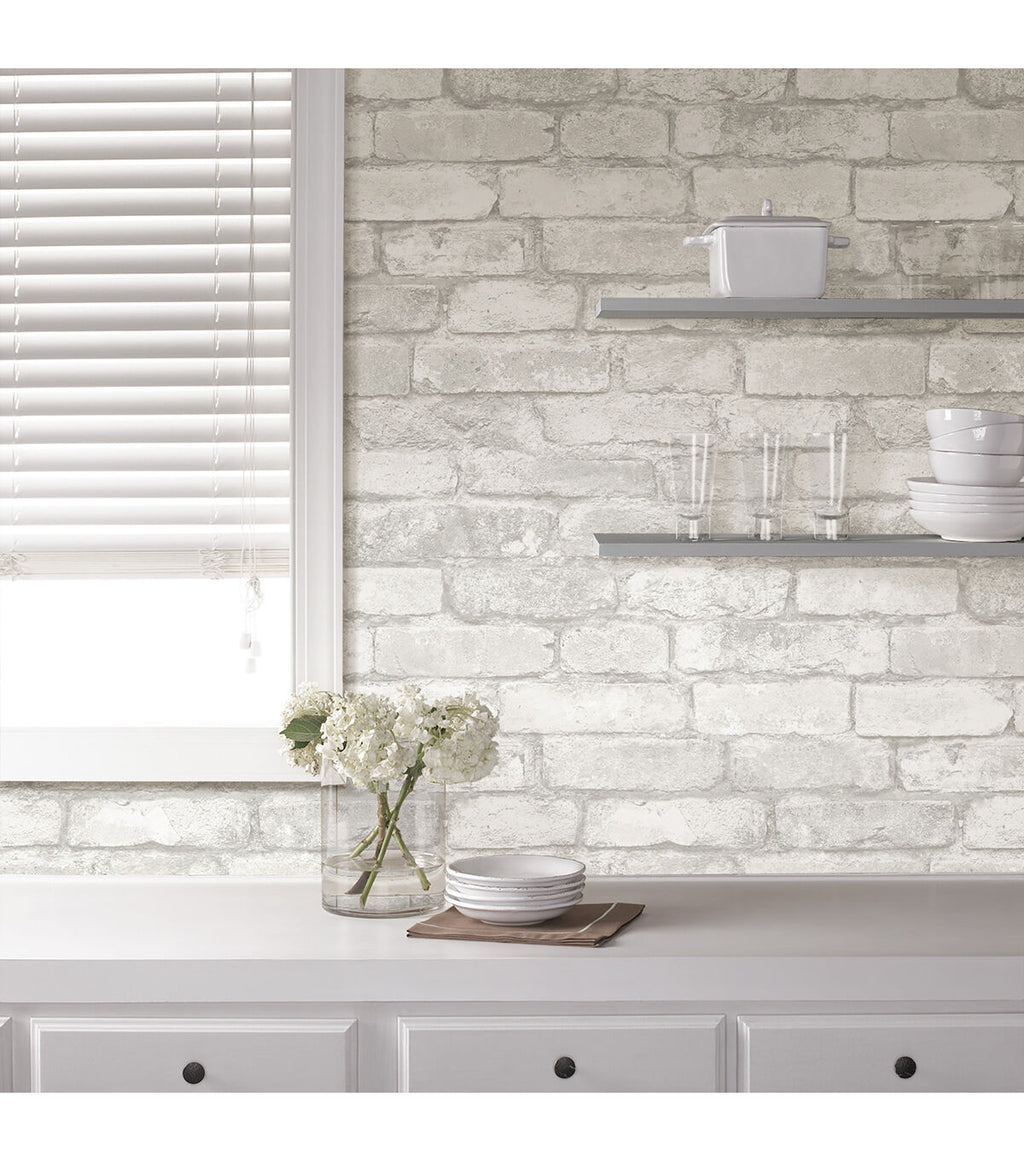 WallPops NuWallpaper Grey White Brick