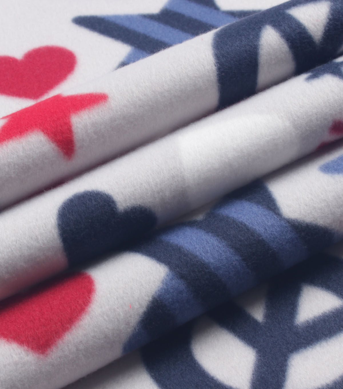 Patriotic Peace Love on Light Gray Blizzard Fleece Fabric