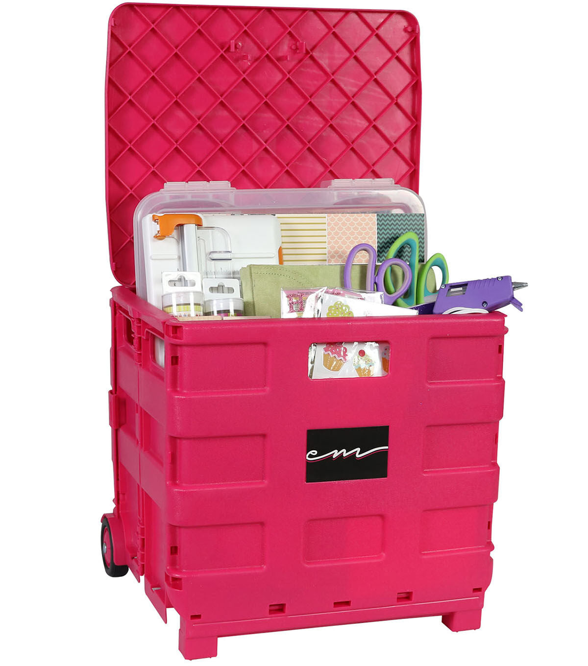 Everything Mary 16 Pink Plastic Collapsible Cart Organizer