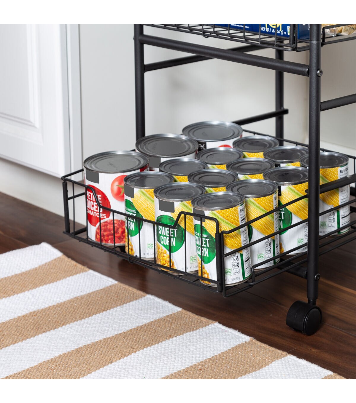 Honey Can Do 34 Black 3 Tier Slim Rolling Cart With Metal Baskets