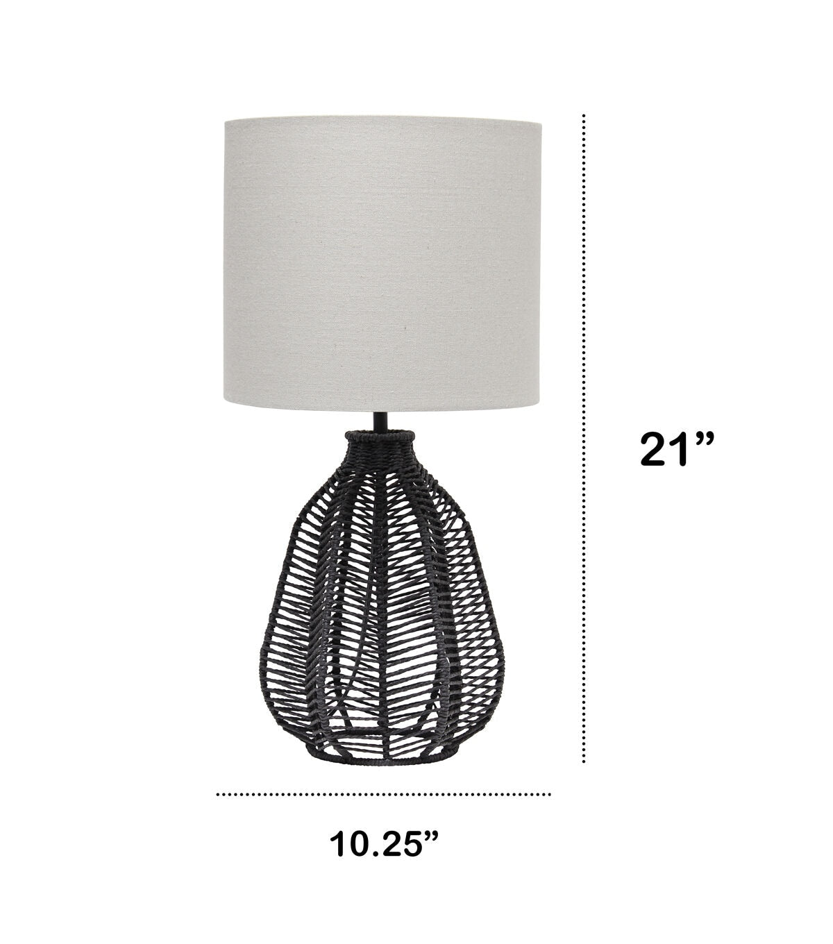 All The Rages 21 Vintage Rattan Paper Rope Table Lamp With Fabric Shade
