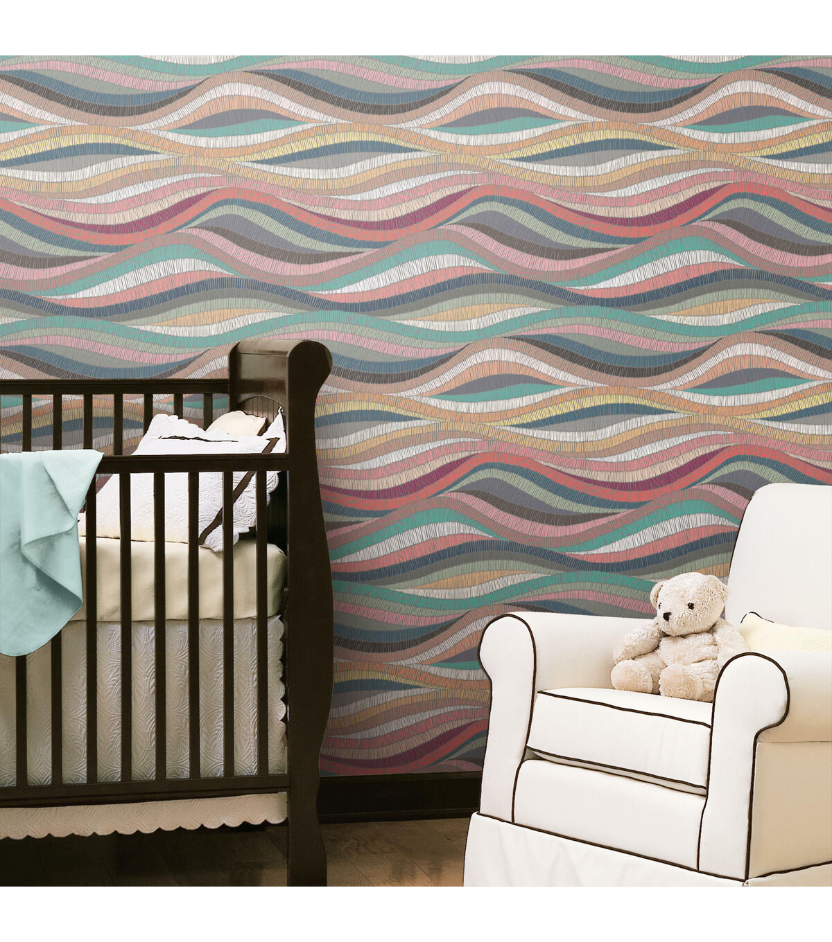 RoomMates 18 x 18' Multicolor Mosaic Waves Peel & Stick Wallpaper