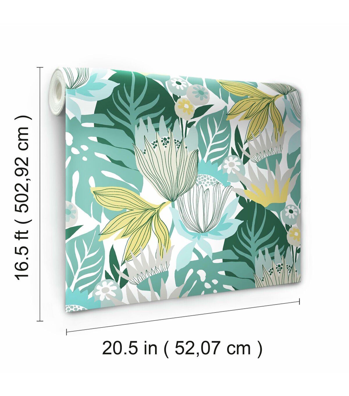 RoomMates 20.5 x 16.5' Green Retro Tropical Leaf Peel & Stick Wallpaper