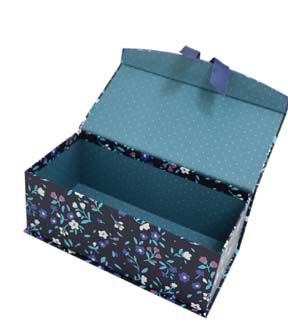 11.5 Floral on Dark Blue Flip Top Box With Bow by Place & Time
