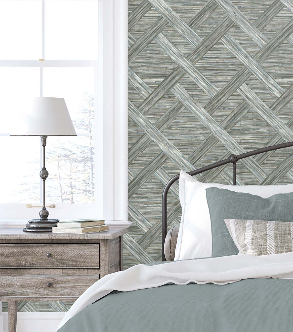 Surface Style 20.5' x 18' Driftwood Java Weave Peel & Stick Wallpaper