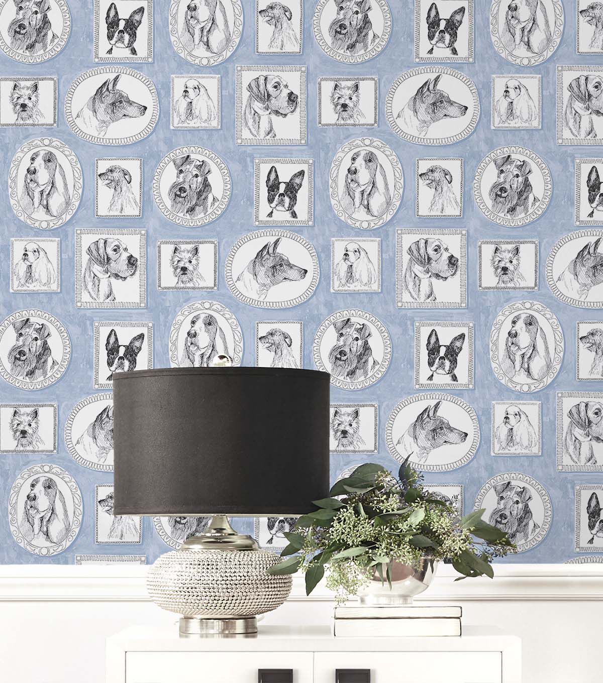 Surface Style 20.5' x 18' Celestial Pup Portraits Peel & Stick Wallpaper