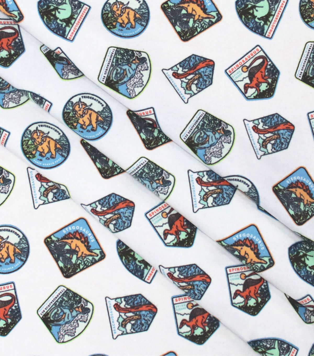 Dino Badges Super Snuggle Flannel Fabric
