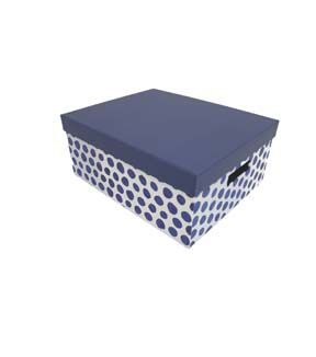 13.5 Blue Dots Rectangle Box With Cut Out Handles by Place & Time