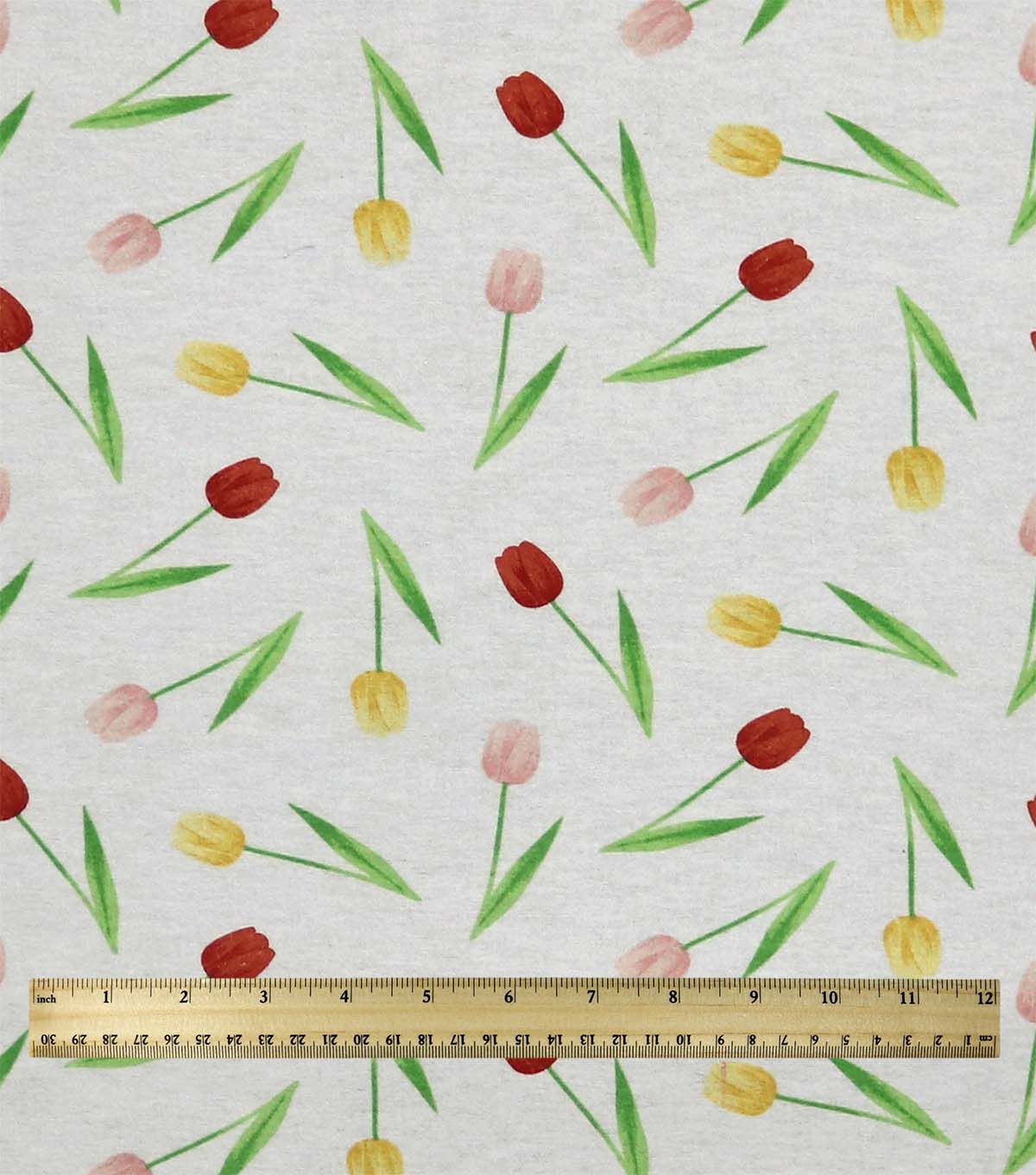 Tulips on White Super Snuggle Flannel Fabric