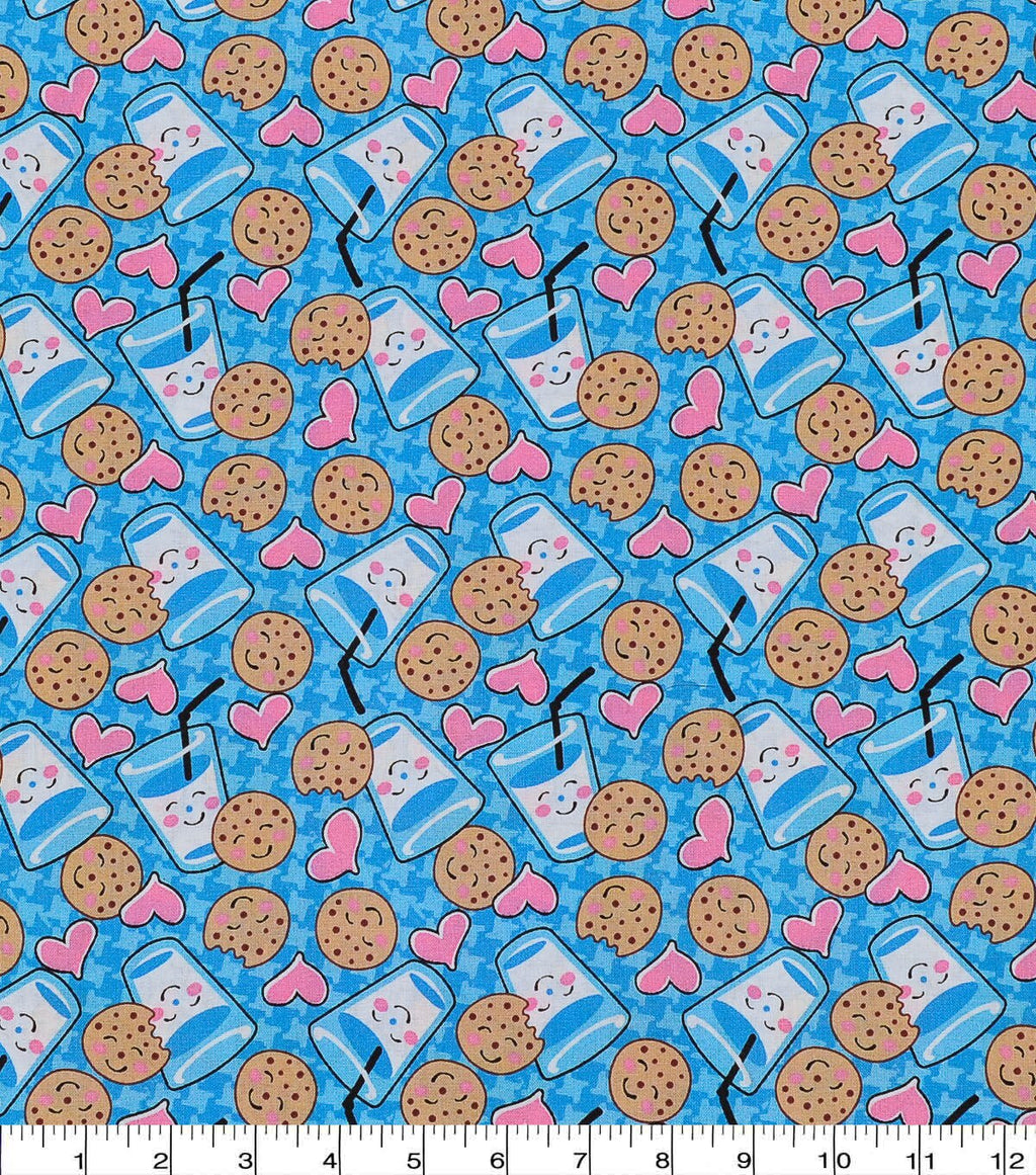 Cookies And Milk Novelty Cotton Fabric