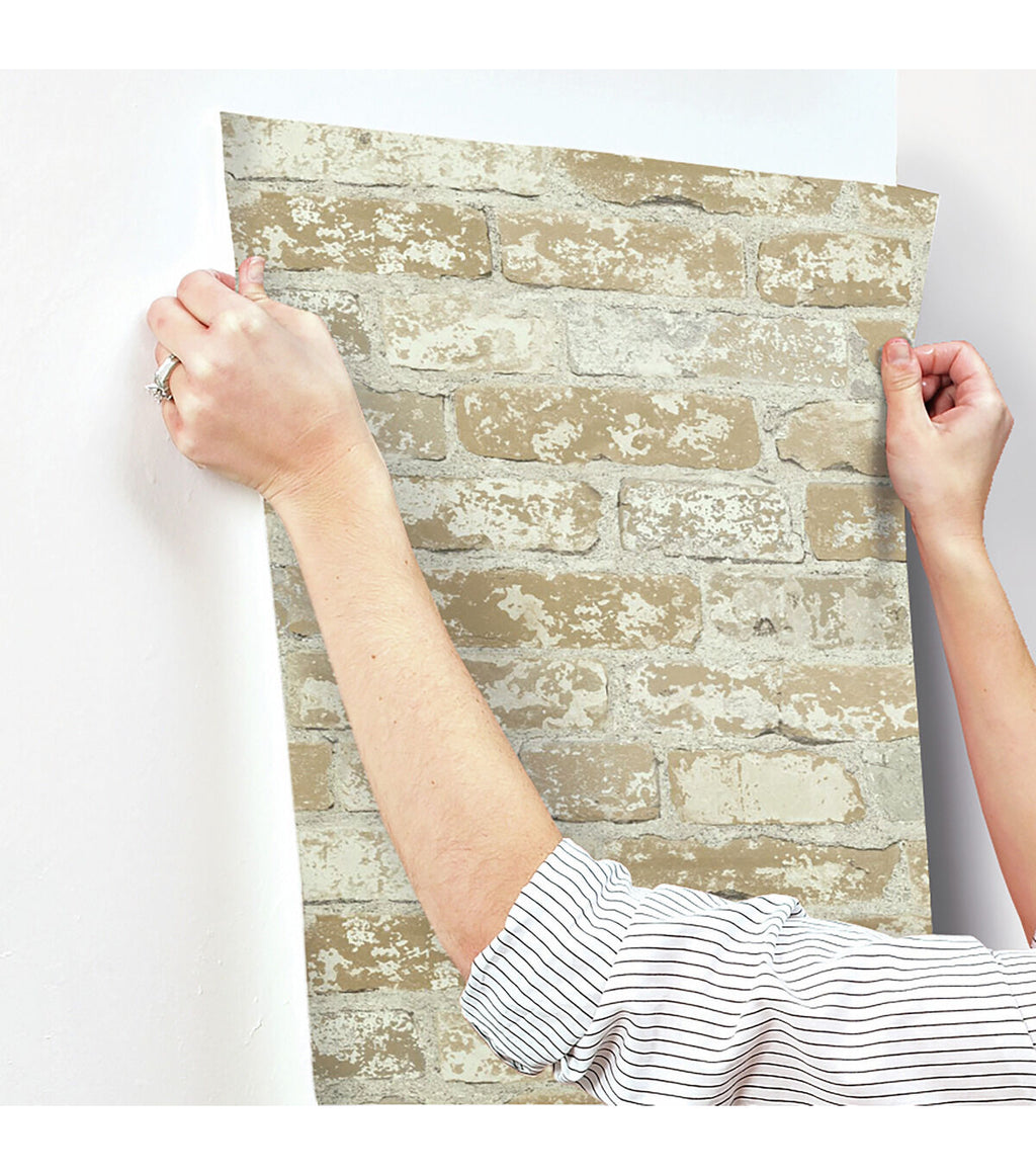 RoomMates Wallpaper Stuccoed Brown Brick