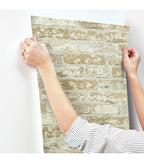 RoomMates Wallpaper Stuccoed Brown Brick