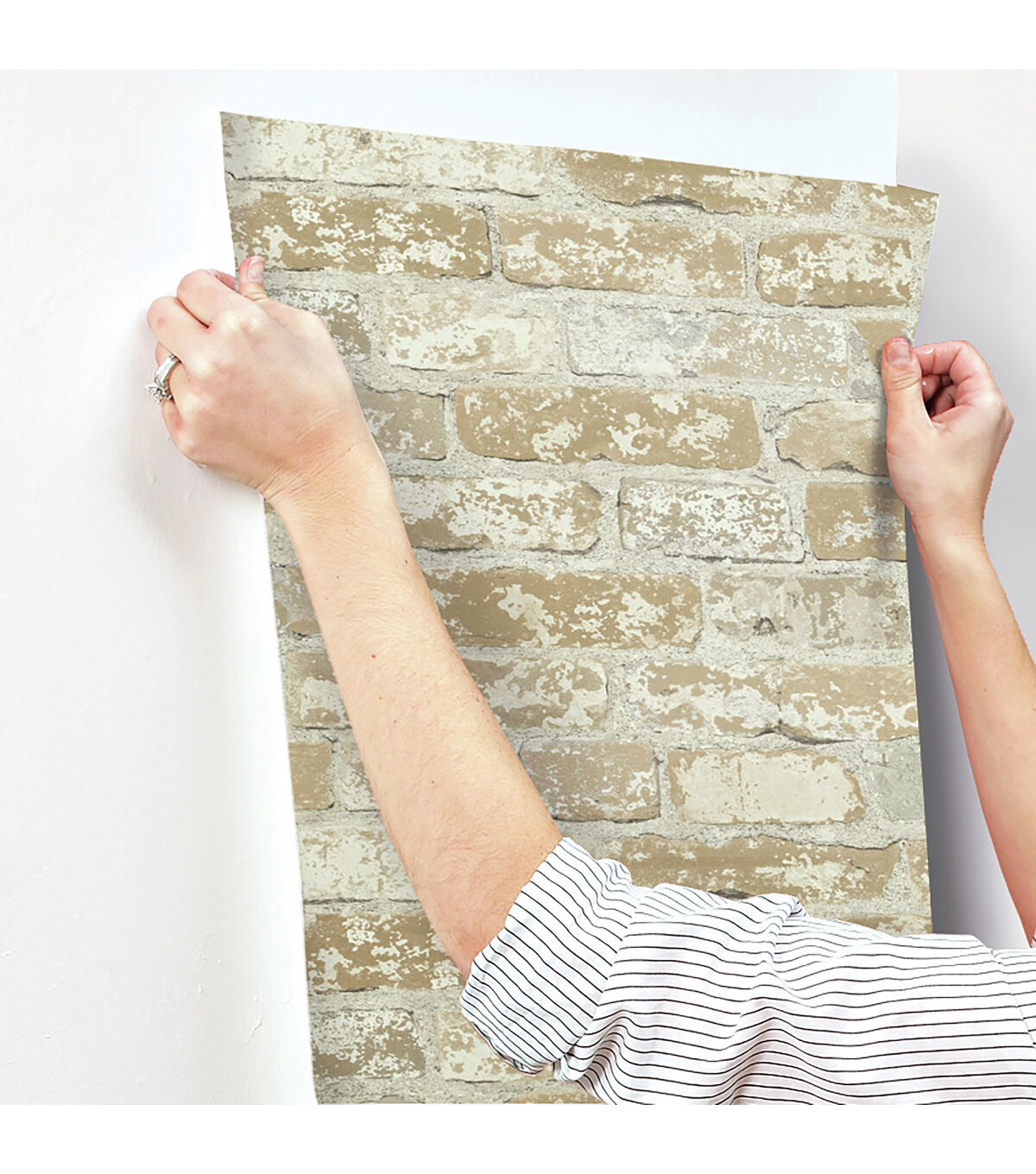RoomMates Wallpaper Stuccoed Brown Brick