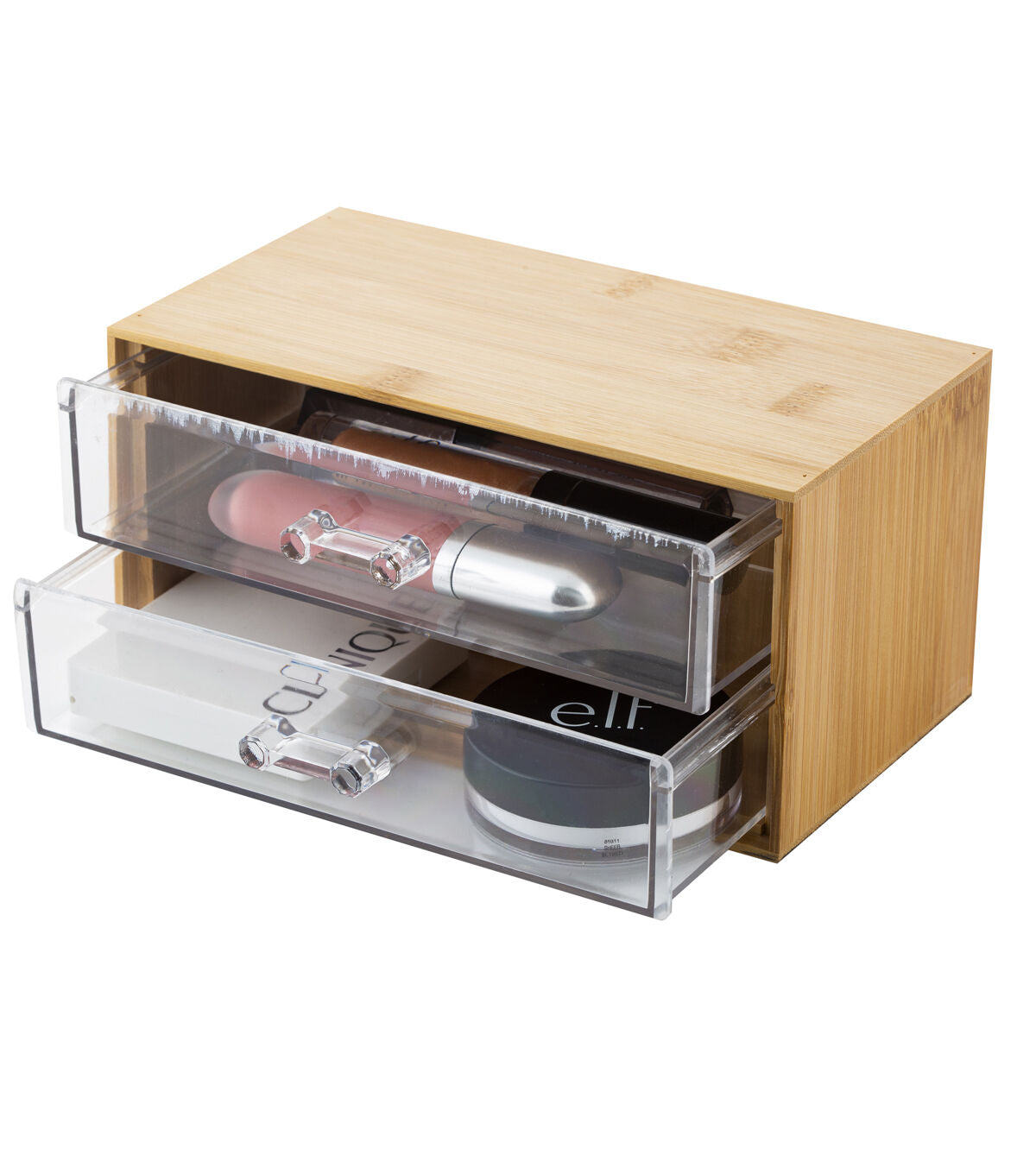 Simplify 7 Cosmetic & Jewelry 2 Drawer Bamboo Storage Chest
