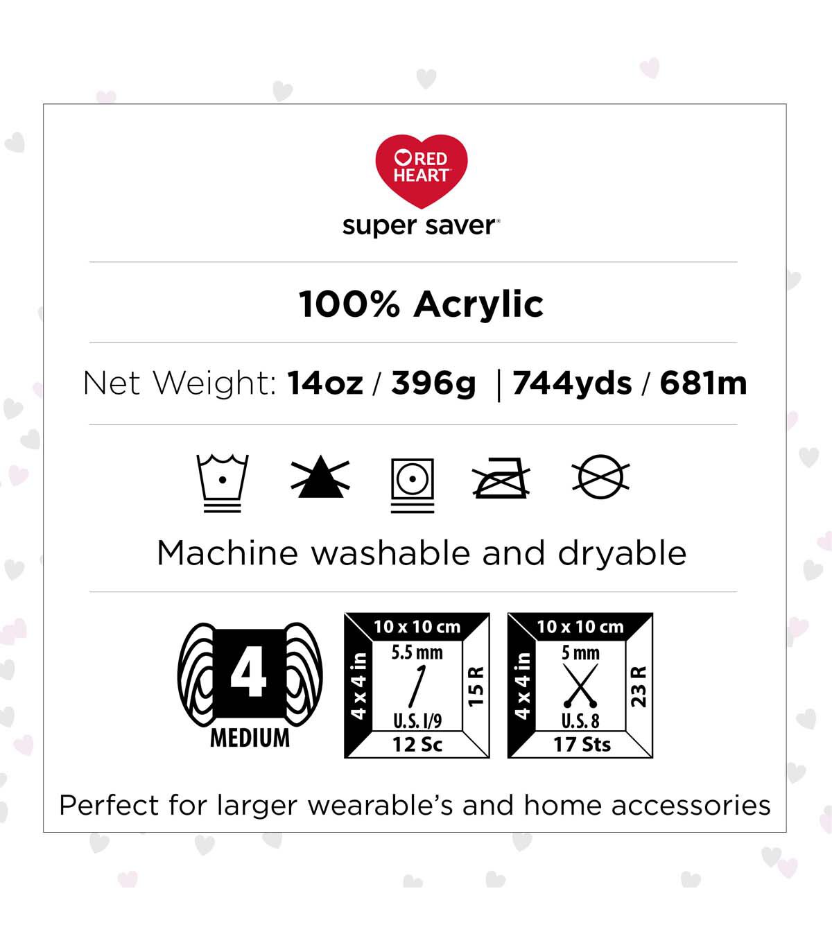 Red Heart Super Saver Jumbo 744yds Worsted Acrylic Yarn 4 Bundle