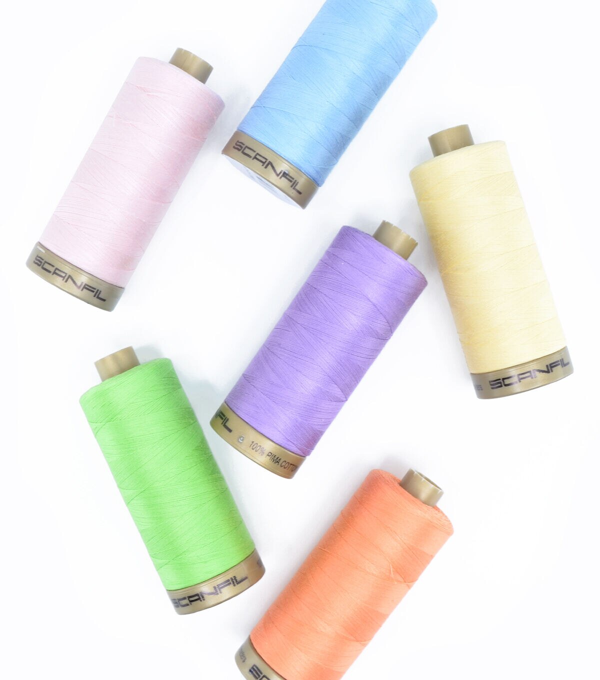 SCANFIL Pima Cotton 50 Wt Thread 1200 Yds 6ct and Storage Box Pastel