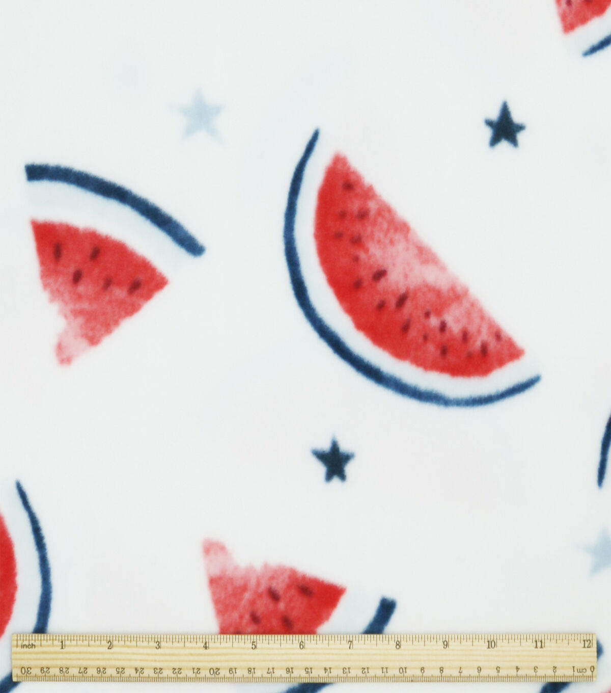 Patriotic Watermelons on White Anti Pill Fleece Fabric