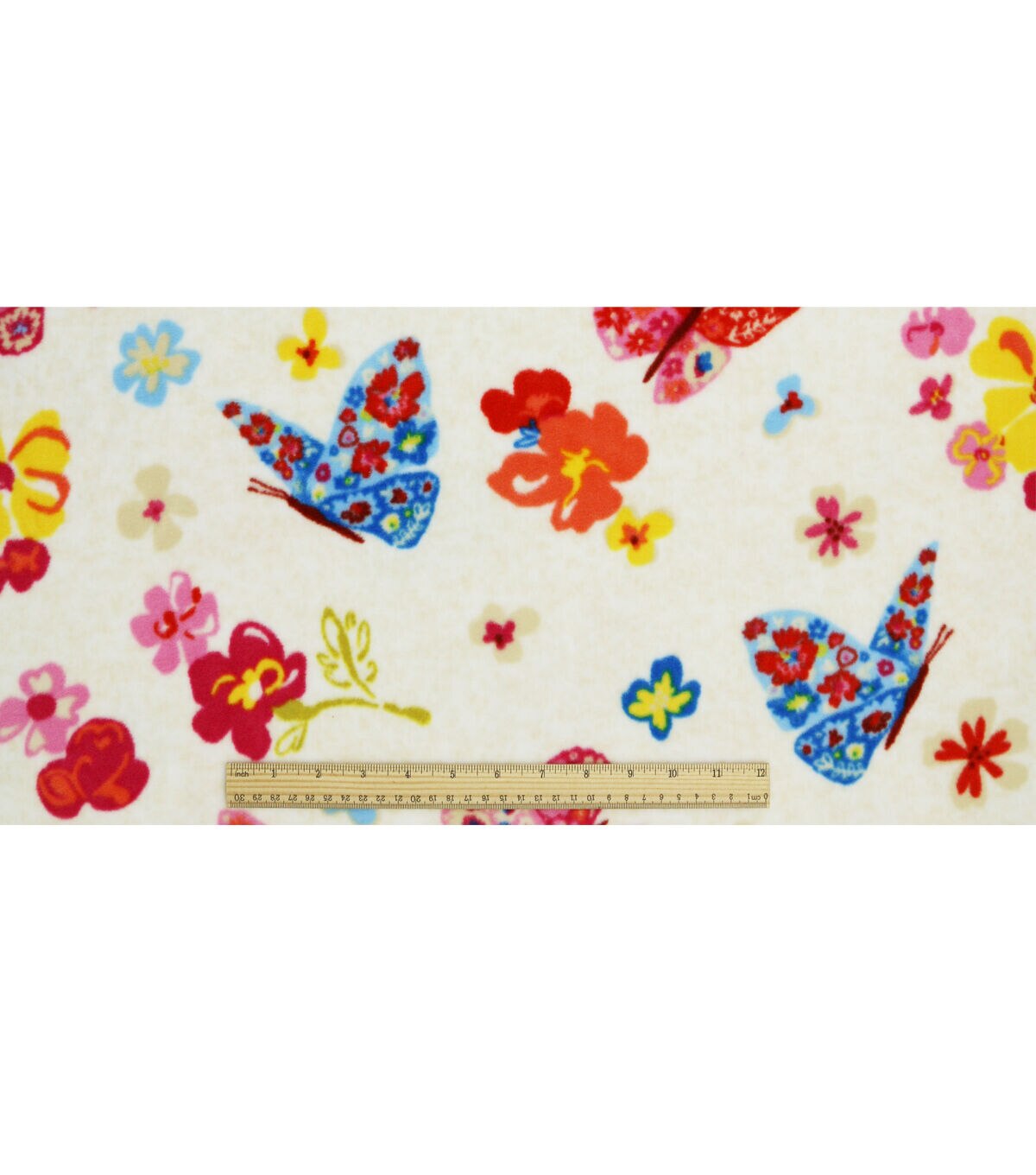 Multicolor Bold Butterflies Luxe Fleece Fabric