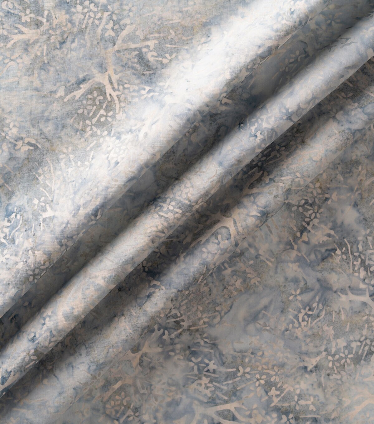Ice Blue Branches Batik Cotton Fabric