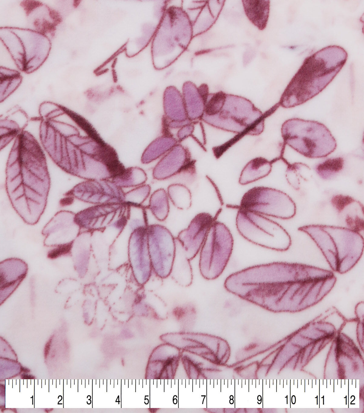 Pink Leaves on White Anti Pill Fleece Fabric