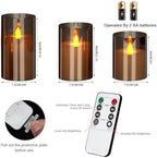 wemarry Flameless Candles 4" 5" 6" Acrylic Glass Pillars 3" Diameter Battery Operated Flickering Candles Include 8-Key Remote with Timer Function 400+ Hours (Gray, Warm Light 3 Pack)