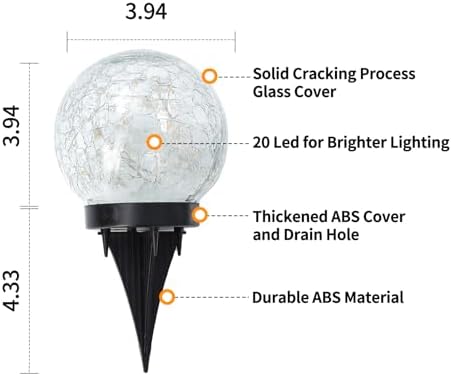 JKIMK Solar Globe Lights Outdoor Waterproof-Solar Balls for Garden