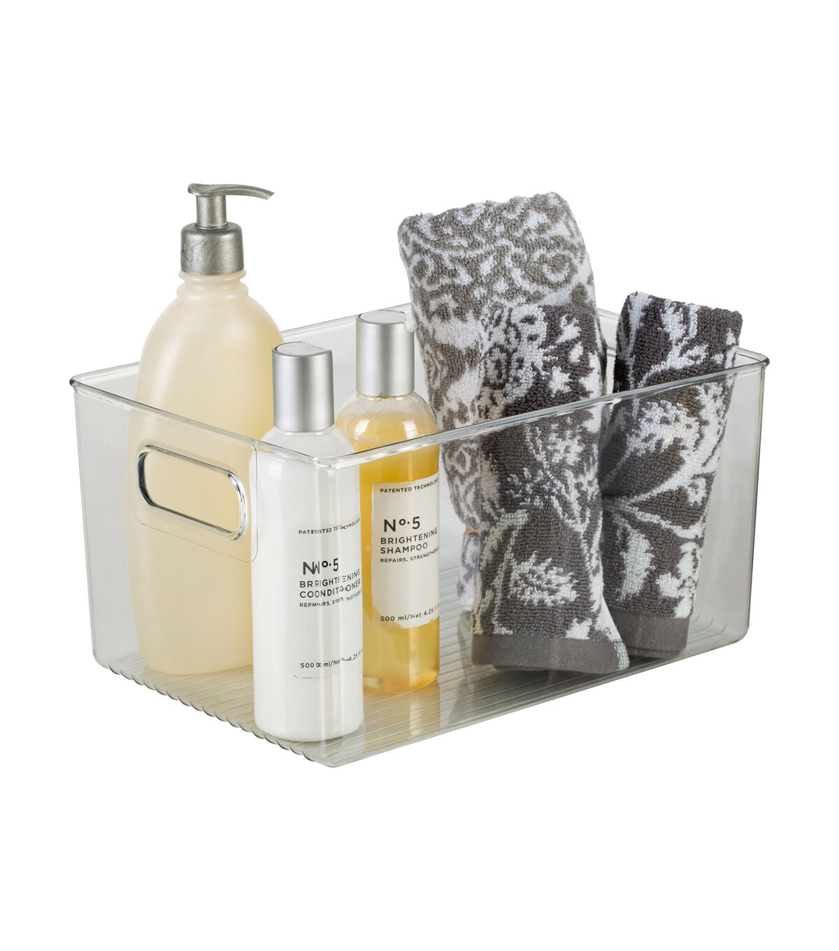 Simplify 11 x 6 Clear Vertical Stripe Organizer With Cutout Handles
