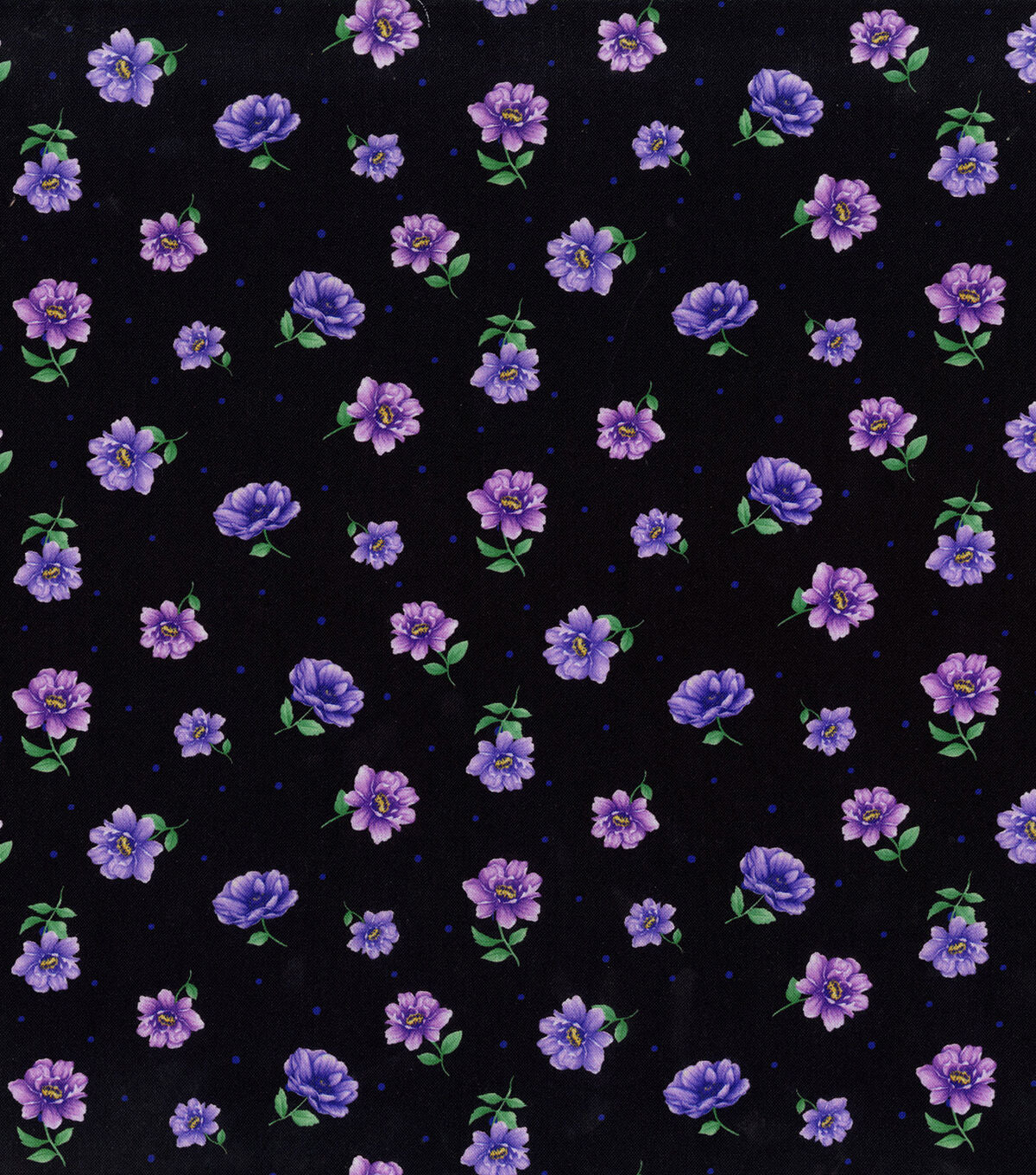 Hi Fashion Purple Dahlia on Black Premium Cotton Fabric