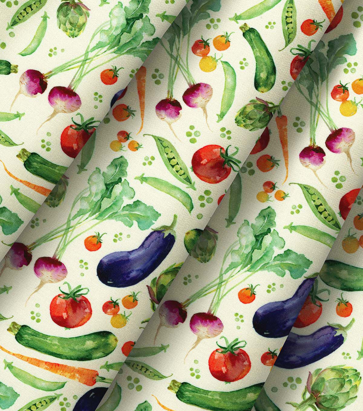 Robert Kaufman Fresh Veggies on White Novelty Cotton Fabric