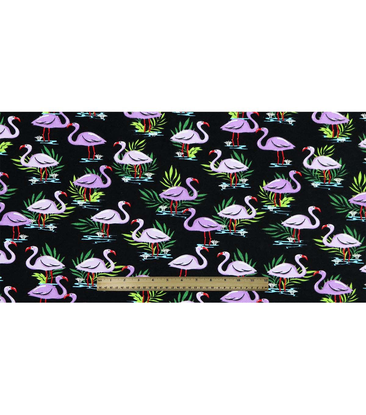 Flamingos on Black Super Snuggle Flannel Fabric