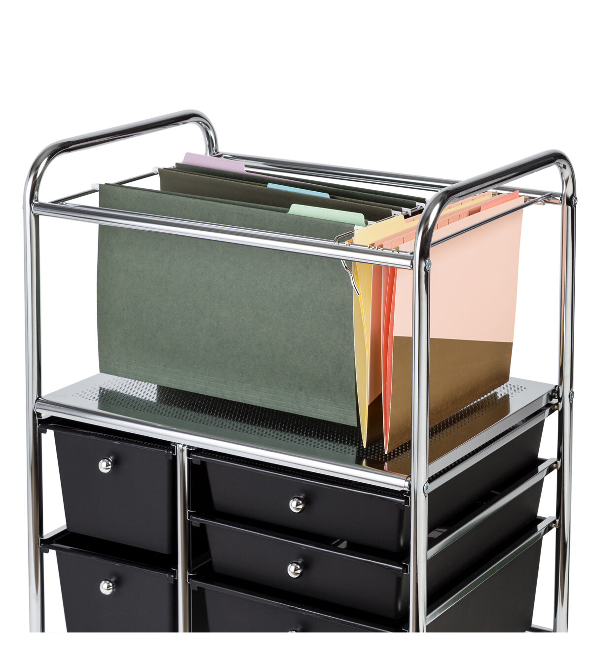 Honey Can Do 15 x 29 Silver Chrome & Black 5 Drawer Rolling File Cart