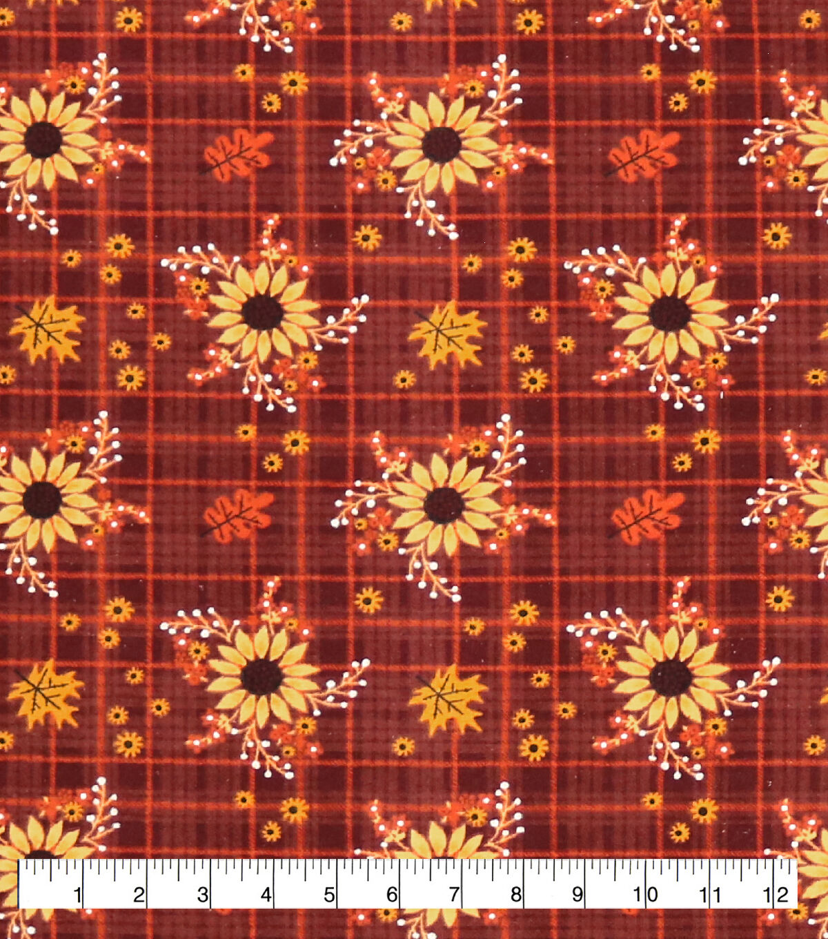 Sunflowers On Plaid Super Snuggle Flannel Fabric