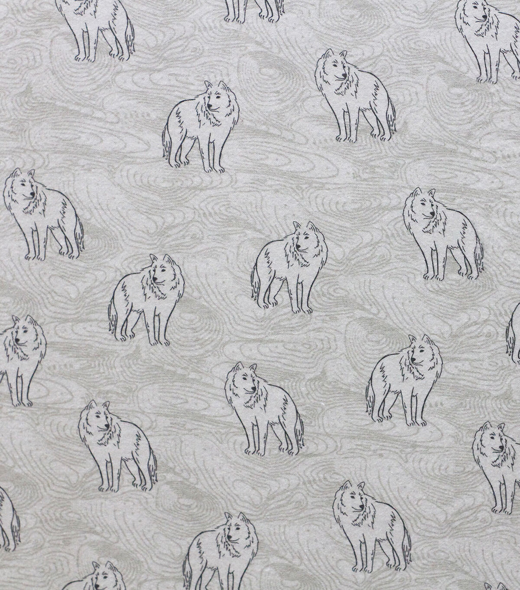 Super Snuggle Wolf Sketch Flannel Fabric