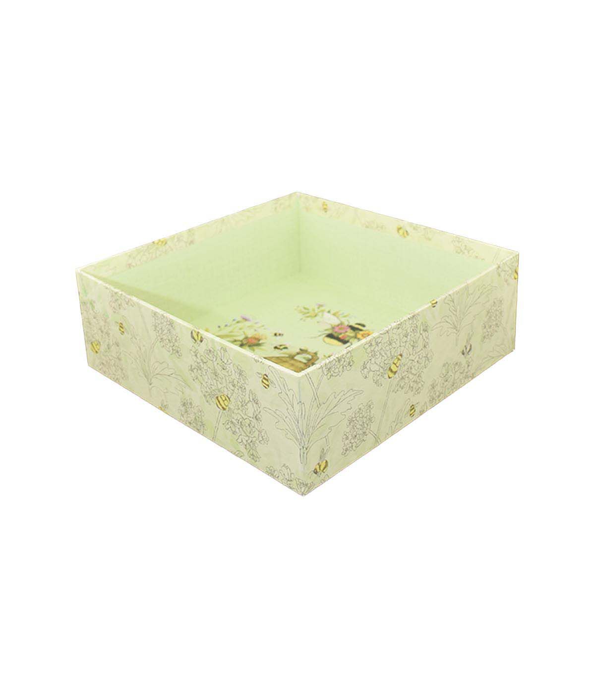 8.5 Bees on White & Green Storage Box With Window Lid by Place & Time