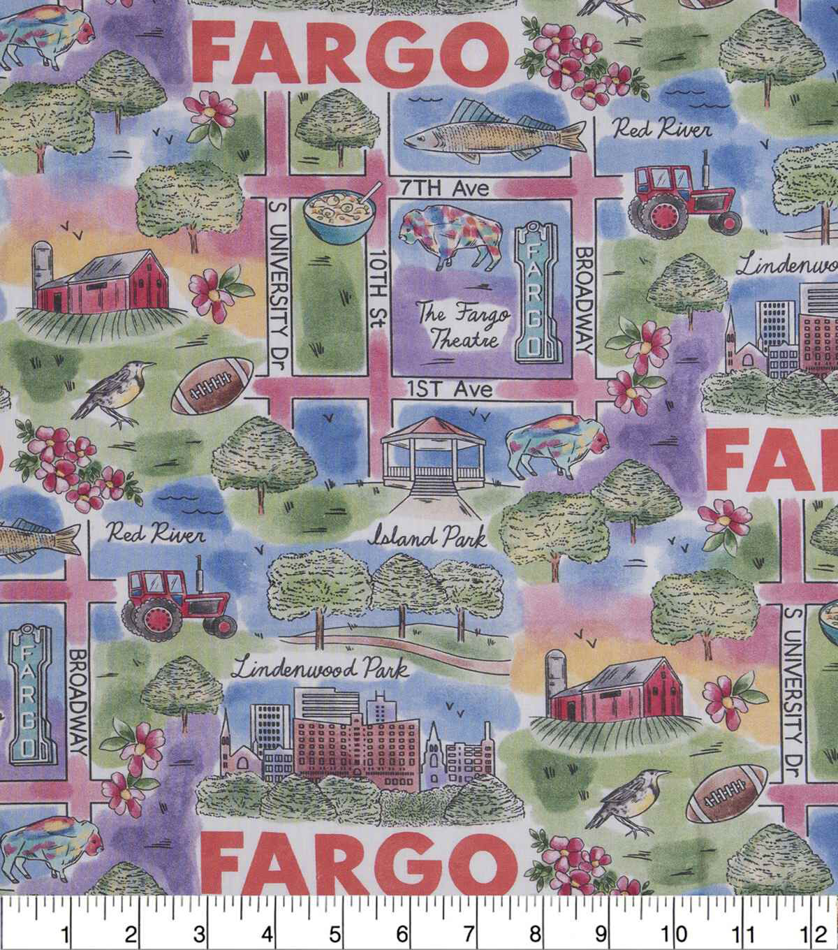 Fargo North Dakota City Pride Cotton Fabric