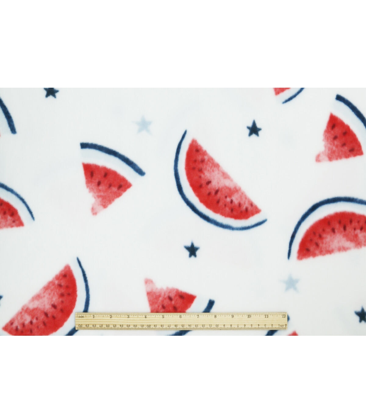 Patriotic Watermelons on White Anti Pill Fleece Fabric