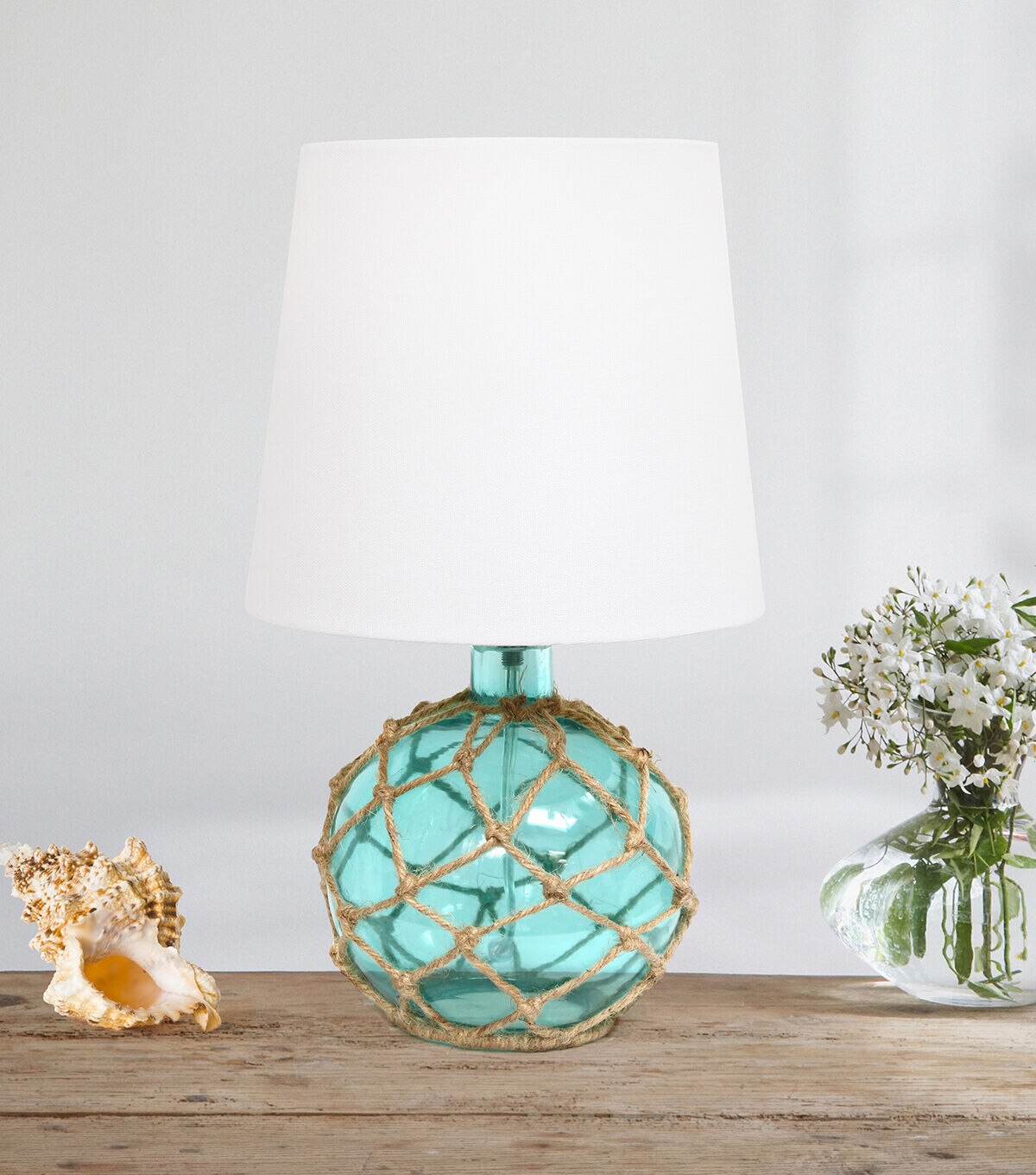 All The Rages 60 Nautical Netted Sea Glass Table Lamp with Shade