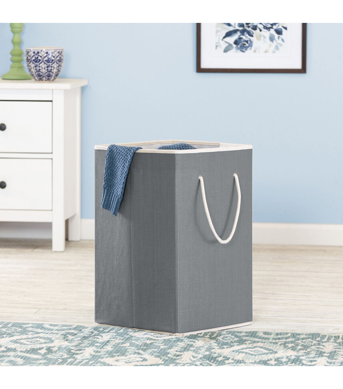 Honey Can Do 14 x 22 Gray Resin Square Laundry Hamper With Handles