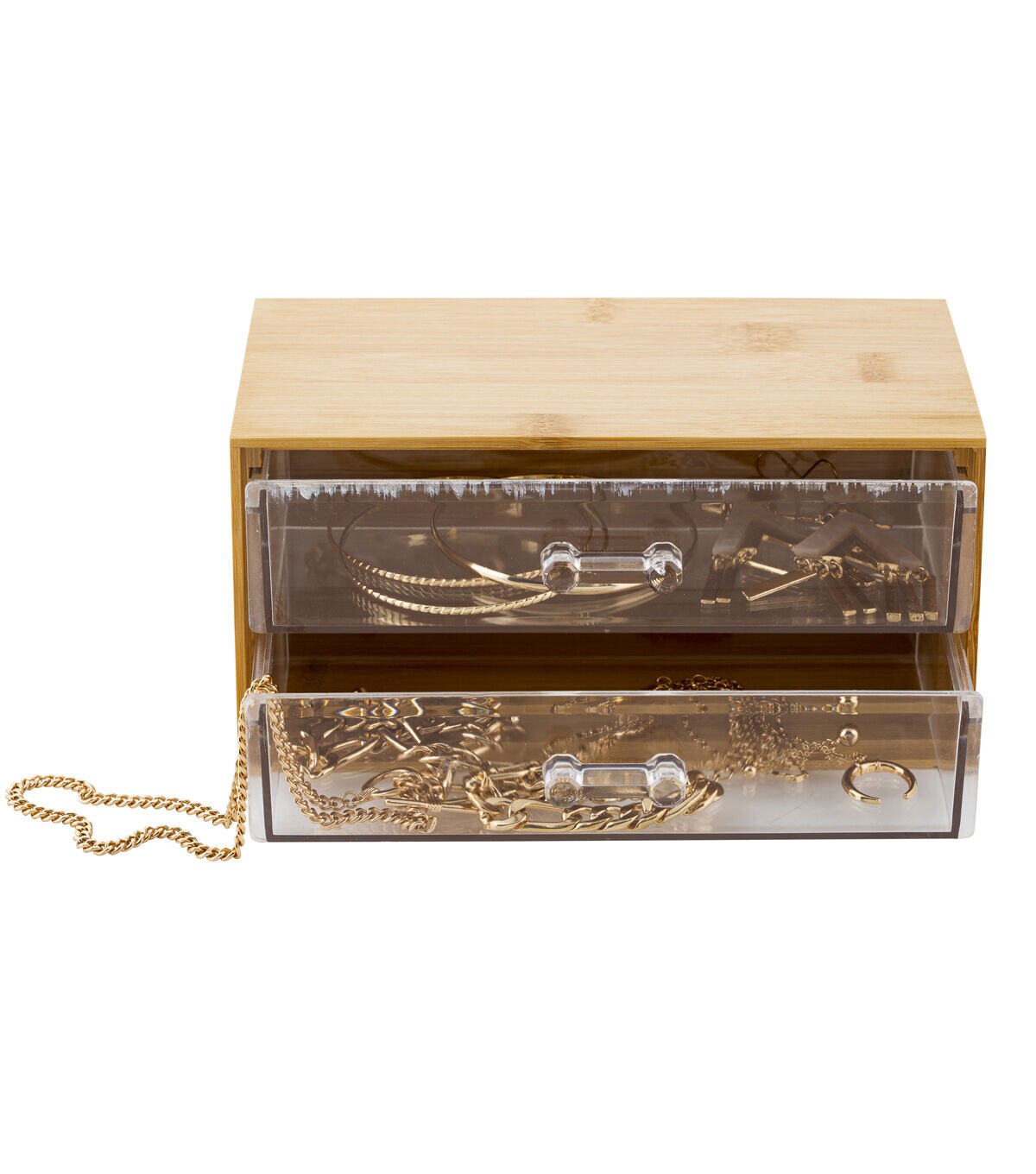 Simplify 7 Cosmetic & Jewelry 2 Drawer Bamboo Storage Chest