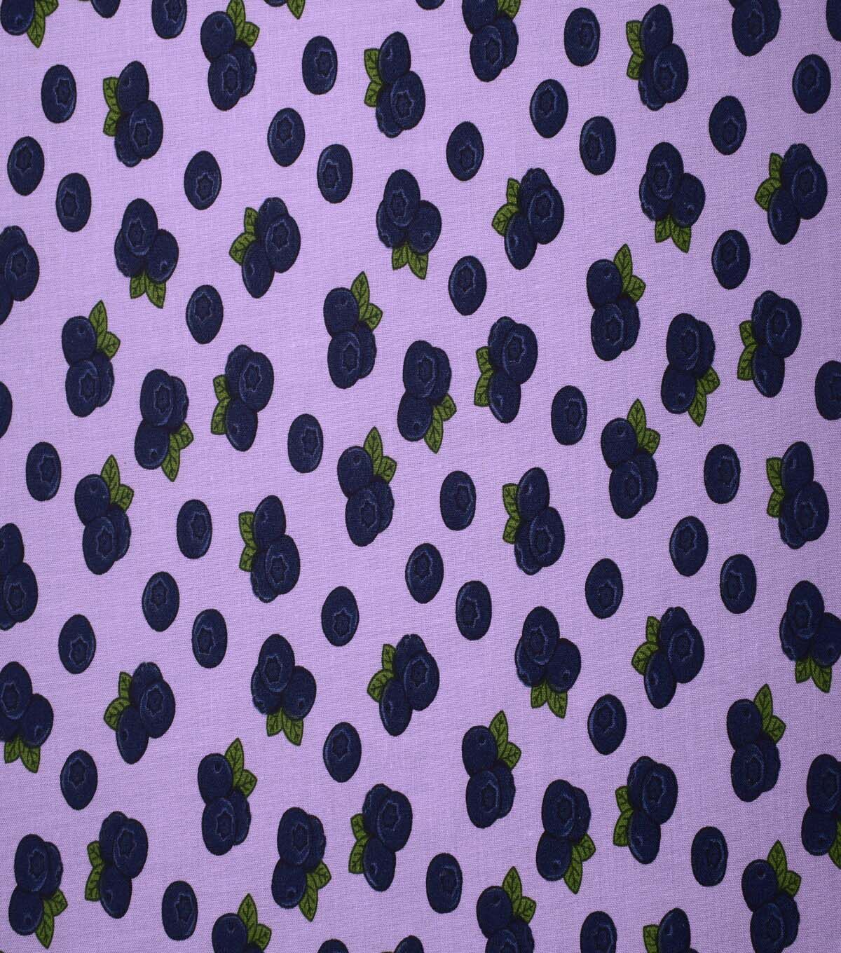 Blueberries on Purple Cotton Fabric by Quilter's Showcase