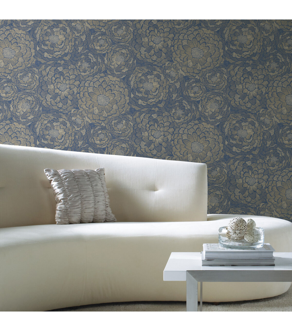 RoomMates 20.5 x 16.5' Blue Zen Dahlia Peel & Stick Wallpaper