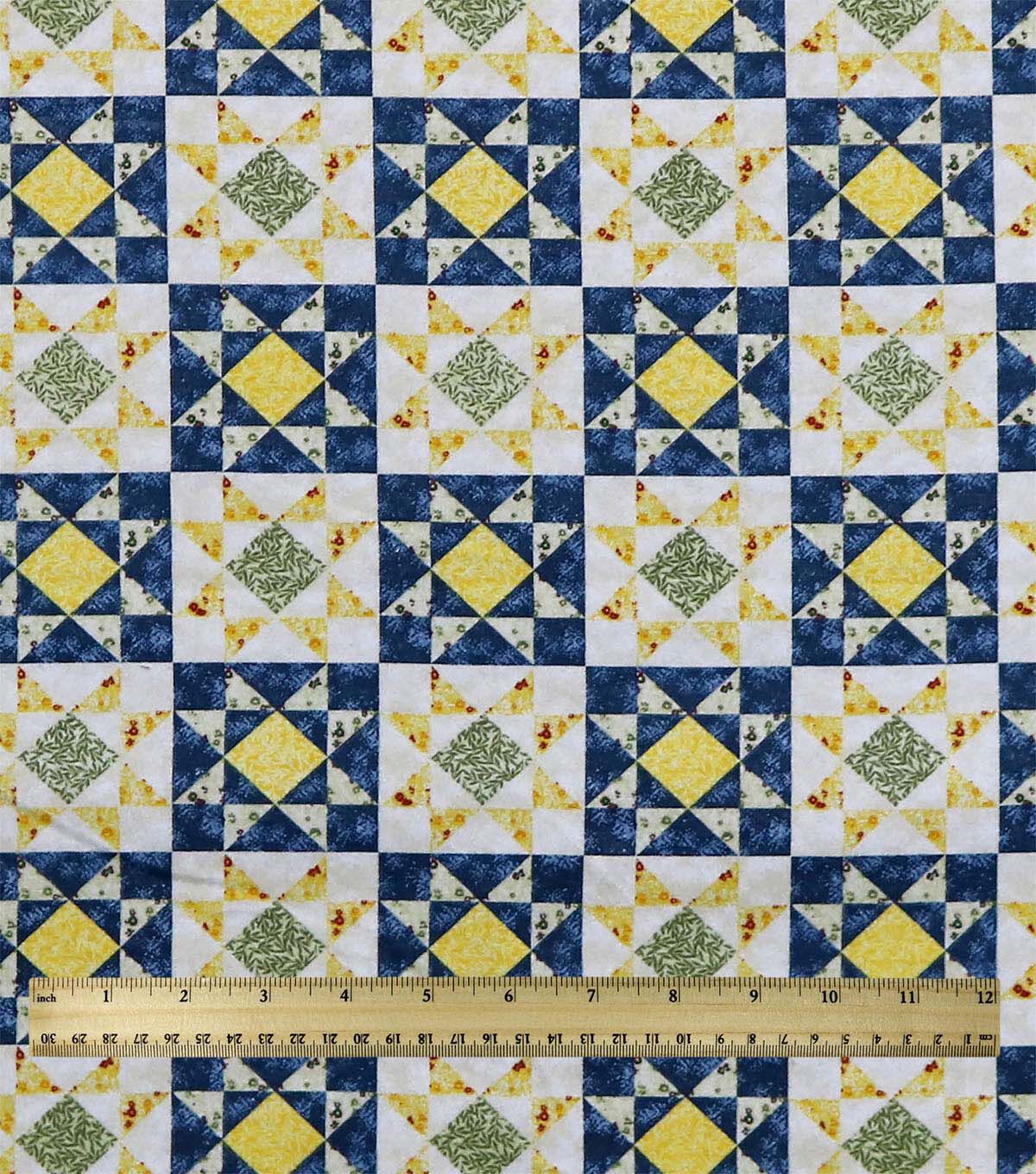 Blue & Yellow Patchwork Super Snuggle Flannel Fabric