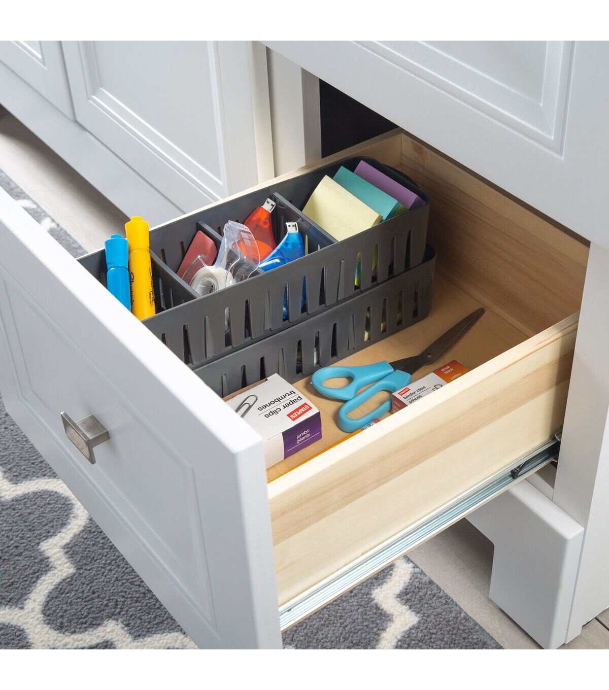 Simplify 12.5 Gray Stackable Organizer Bin With Adjustable Dividers